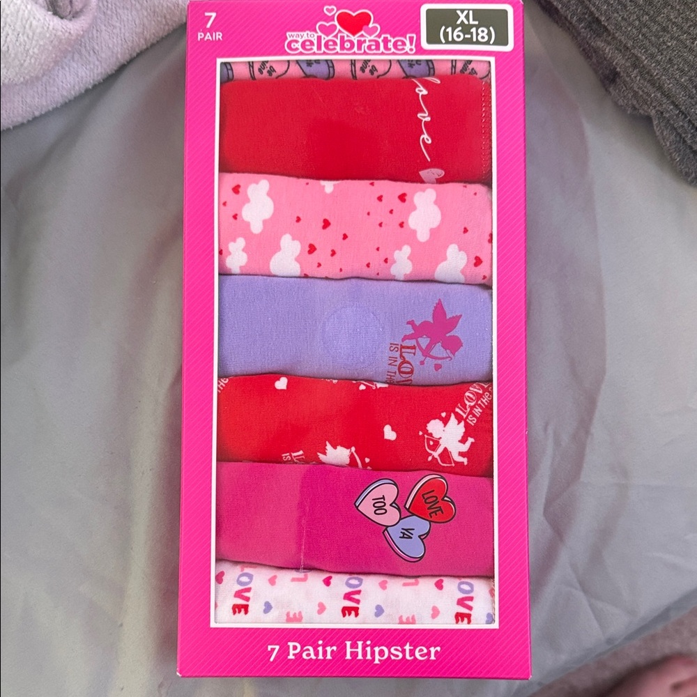 NIP WOMENS XL 16-18 Love Hipster Jersey Underwear - 7 Pairs
